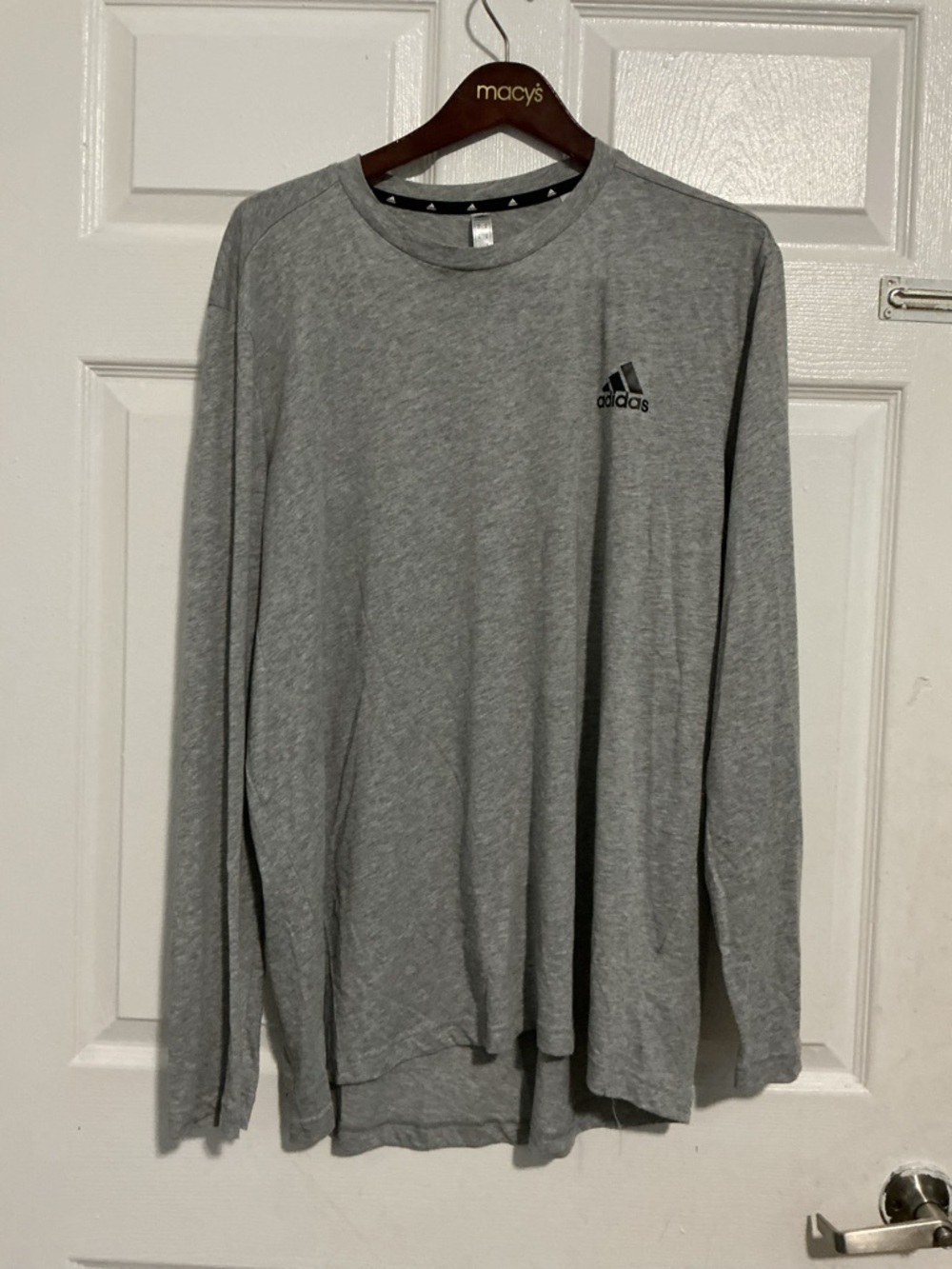 adidas Men's Long Sleeve Heather Gray Athletic Tee